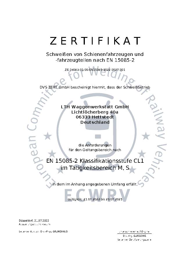 Downloads - Das Bild zeigt die Zulassung des Verbands deutscher Güterwagenhalter in Deutschland E.V. Sie berechtigt zur Instandhaltung und Bremsrevisionen für Güterwagen.